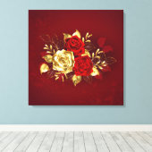 Drei Schmuckstücke Rose Leinwanddruck (Insitu (Holzboden))