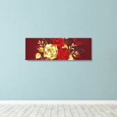 Drei Schmuckstücke Rose Leinwanddruck (Insitu (Holzboden))