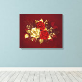 Drei Schmuckstücke Rose Leinwanddruck (Insitu (Holzboden))