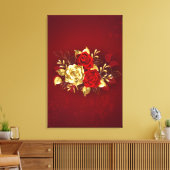 Drei Schmuckstücke Rose Leinwanddruck (Insitu (Wohnzimmer))