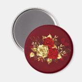 Drei Schmuckstücke Rose Magnet (Vorderseite/Rückseite)