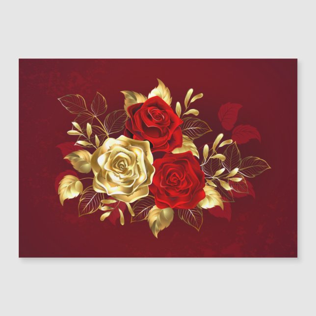 Drei Schmuckstücke Rose Magnetkarte (Vorderseite)