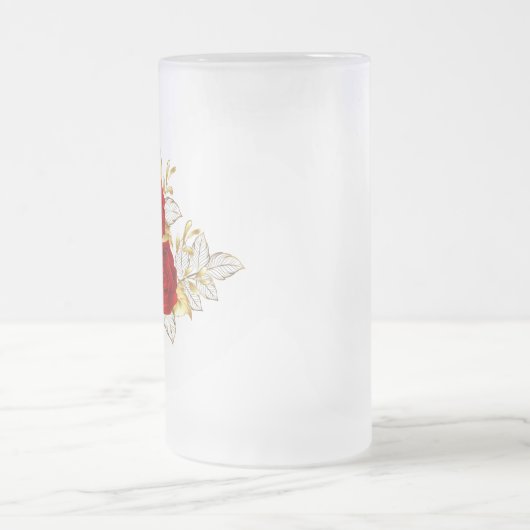 Drei Schmuckstücke Rose Mattglas Bierglas (Mittel)