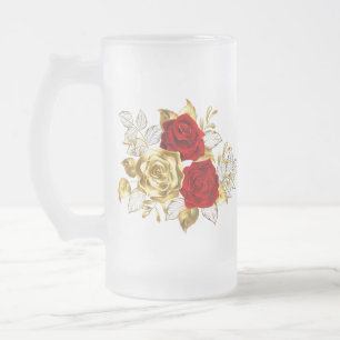 Drei Schmuckstücke Rose Mattglas Bierglas