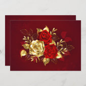 Drei Schmuckstücke Rose Menükarte (Vorne/Hinten)