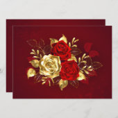 Drei Schmuckstücke Rose Menükarte (Vorne/Hinten)