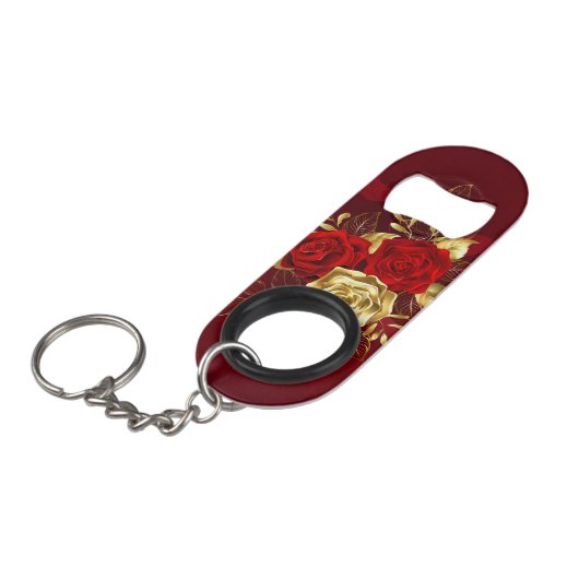 Drei Schmuckstücke Rose Mini Flaschenöffner (Vorderseite Schrägansicht)