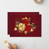 Drei Schmuckstücke Rose Mitteilungskarte (Vorderseite/Rückseite Beispiel)