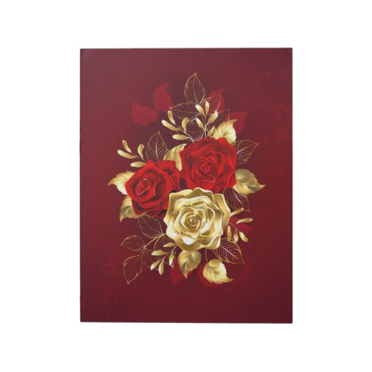 Drei Schmuckstücke Rose Notizblock (Rotiert)