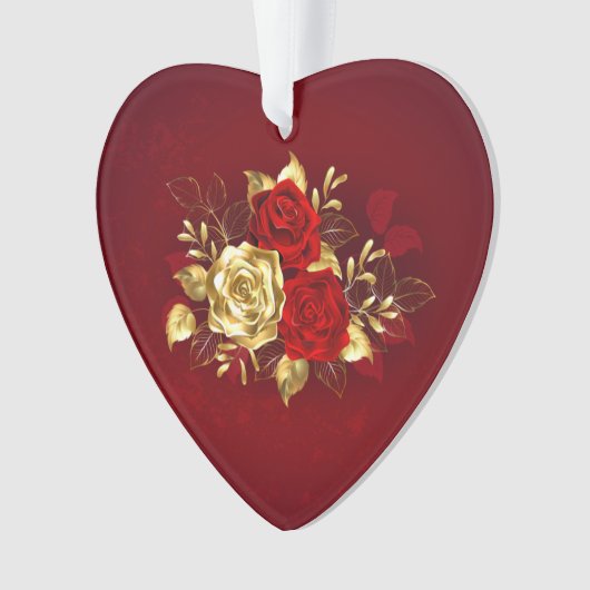 Drei Schmuckstücke Rose Ornament (Vorderseite)