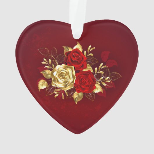 Drei Schmuckstücke Rose Ornament (Rückseite)