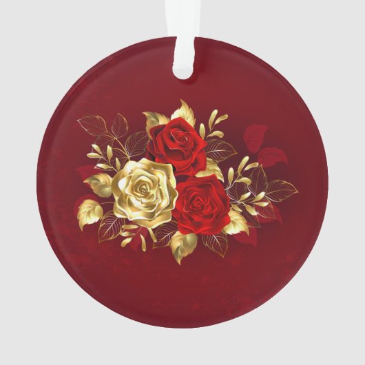 Drei Schmuckstücke Rose Ornament (Rückseite)