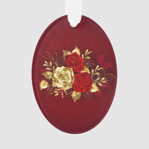 Drei Schmuckstücke Rose Ornament