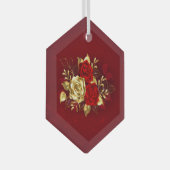 Drei Schmuckstücke Rose Ornament Aus Glas (Vorderseite Rechts)