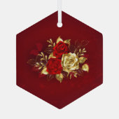 Drei Schmuckstücke Rose Ornament Aus Glas (Rückseite)