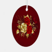 Drei Schmuckstücke Rose Ornament Aus Metall (Vorderseite Rechts)