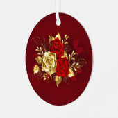 Drei Schmuckstücke Rose Ornament Aus Metall (Vorderseite links)