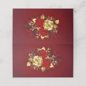 Drei Schmuckstücke Rose Platzkarte (Außenseite Aufgefaltet)