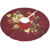 Drei Schmuckstücke Rose Polyester Weihnachtsbaumdecke (Schrägansicht)