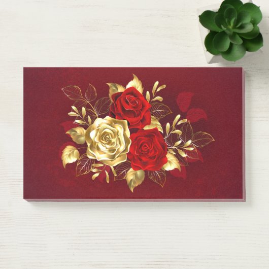 Drei Schmuckstücke Rose Post-it Klebezettel (Büro)