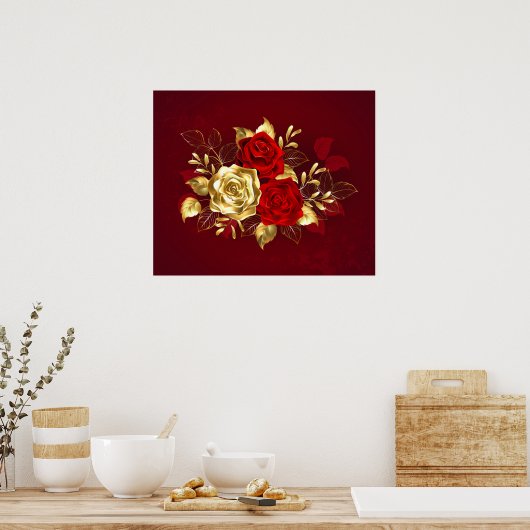 Drei Schmuckstücke Rose Poster (Küche)