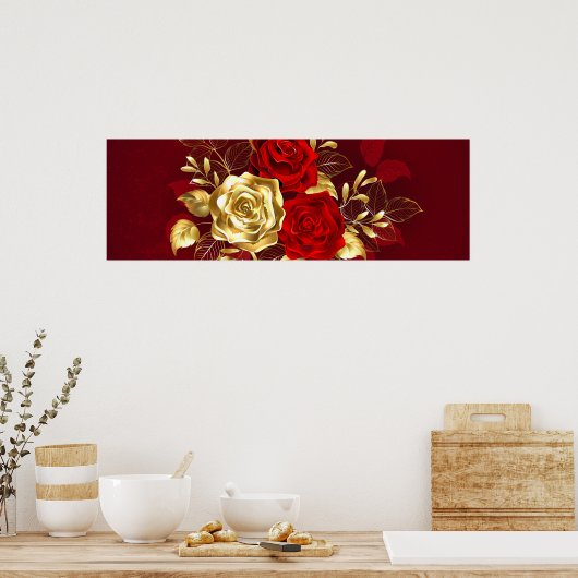 Drei Schmuckstücke Rose Poster (Küche)