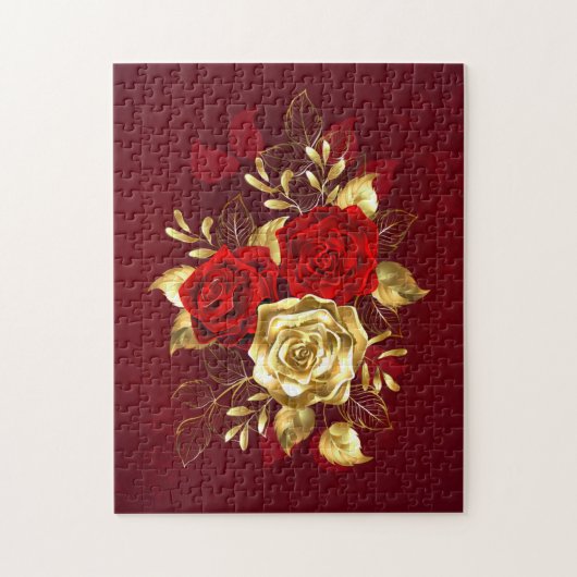 Drei Schmuckstücke Rose Puzzle (Vertikal)