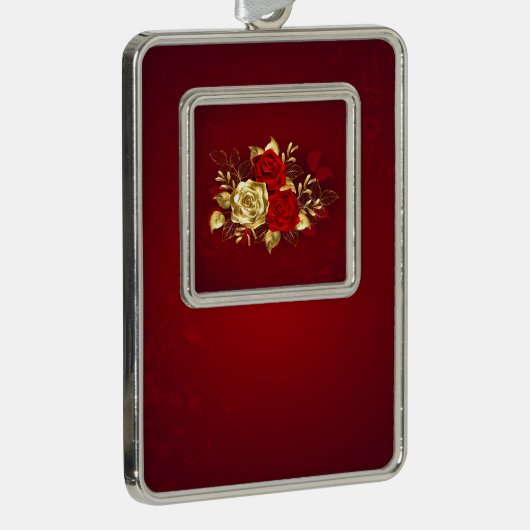 Drei Schmuckstücke Rose Rahmen-Ornament Silber (Rechts)