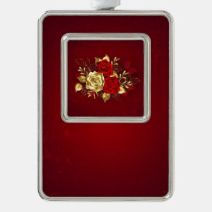 Drei Schmuckstücke Rose Rahmen-Ornament Silber