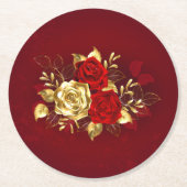 Drei Schmuckstücke Rose Runder Pappuntersetzer (Vorderseite)
