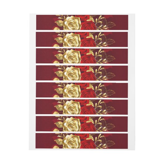 Drei Schmuckstücke Rose Rundum-Adressaufkleber (Bogen)