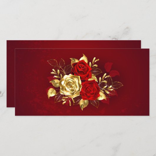 Drei Schmuckstücke Rose Save The Date (Vorne/Hinten)