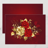 Drei Schmuckstücke Rose Save The Date (Vorne/Hinten)