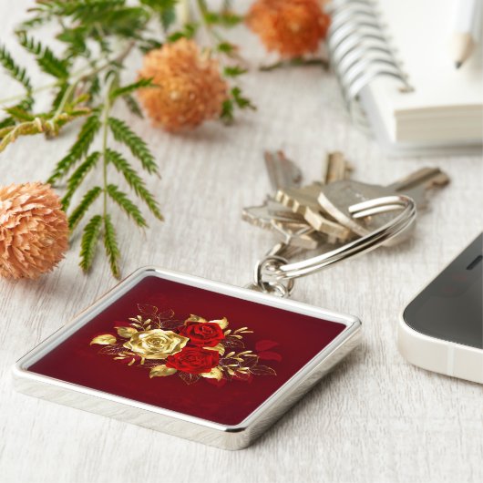 Drei Schmuckstücke Rose Schlüsselanhänger (Seite)