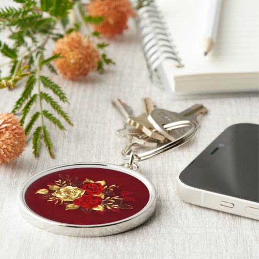 Drei Schmuckstücke Rose Schlüsselanhänger (Seite)