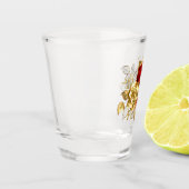 Drei Schmuckstücke Rose Schnapsglas (Links)