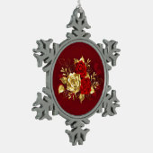 Drei Schmuckstücke Rose Schneeflocken Zinn-Ornament (Links)