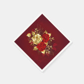 Drei Schmuckstücke Rose Serviette (Ecke)