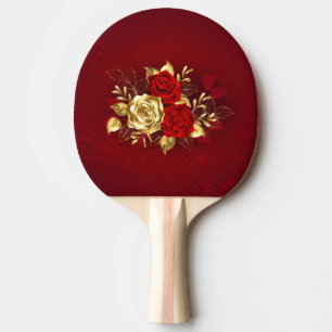 Drei Schmuckstücke Rose Tischtennis Schläger