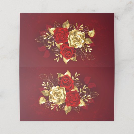 Drei Schmuckstücke Rose Treuekarte (Außenseite Aufgefaltet)