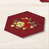 Drei Schmuckstücke Rose Untersetzer (angewinkelt)