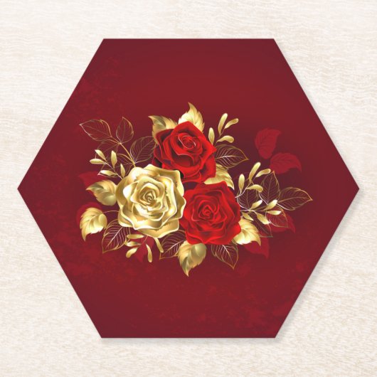 Drei Schmuckstücke Rose Untersetzer (Vorderseite)