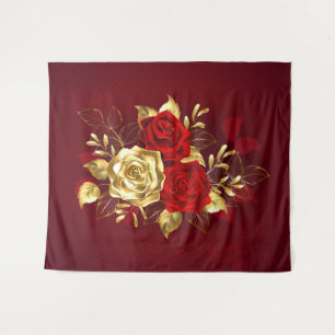 Drei Schmuckstücke Rose Wandteppich