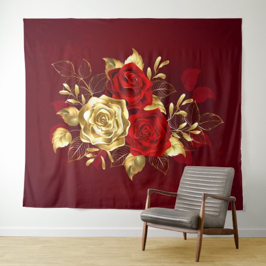Drei Schmuckstücke Rose Wandteppich (Beispiel (Horizontal))