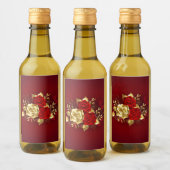 Drei Schmuckstücke Rose Weinetikett (Flaschen)
