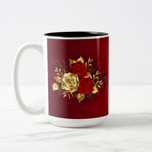 Drei Schmuckstücke Rose Zweifarbige Tasse (Links)