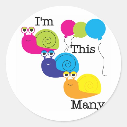 Drei Schnecken Ich bin so viele Hemden und Geschen Runder Aufkleber (Vorderseite)