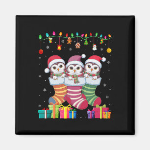 Drei Schneeeulen im Socken Lustige Jungen Mädchen Magnet