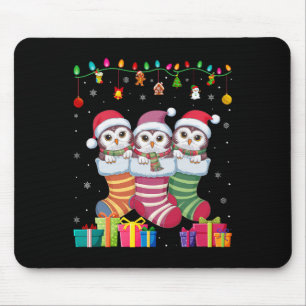 Drei Schneeeulen im Socken Lustige Jungen Mädchen  Mousepad