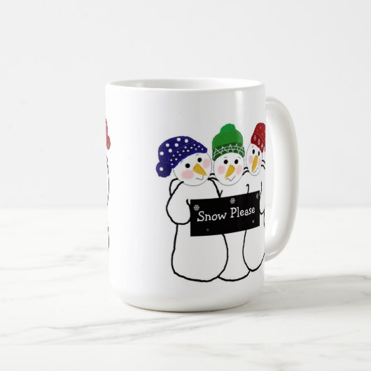 Drei Schneemänner mit Schneezeichen Kaffeetasse (VorderseiteRechts)